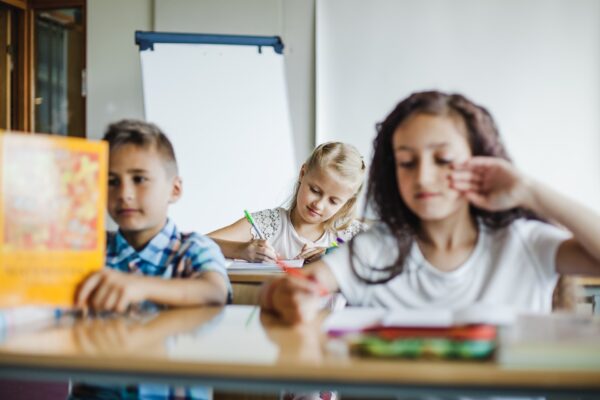 children studying classroom